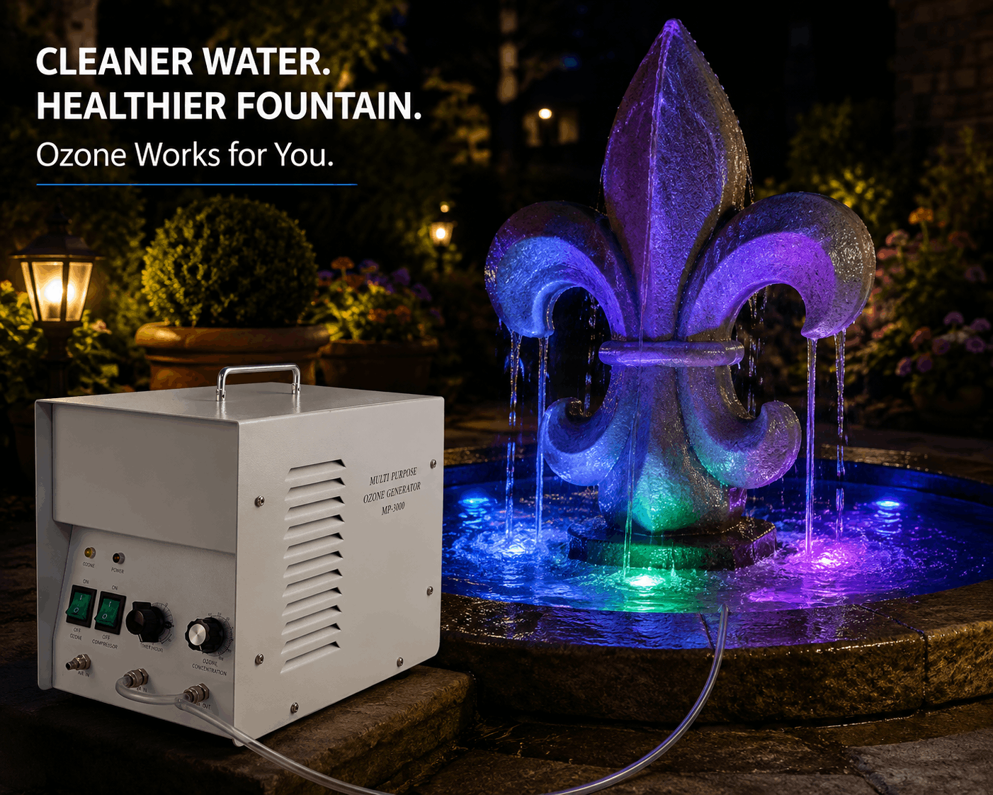 multi ozone generator in a fountain