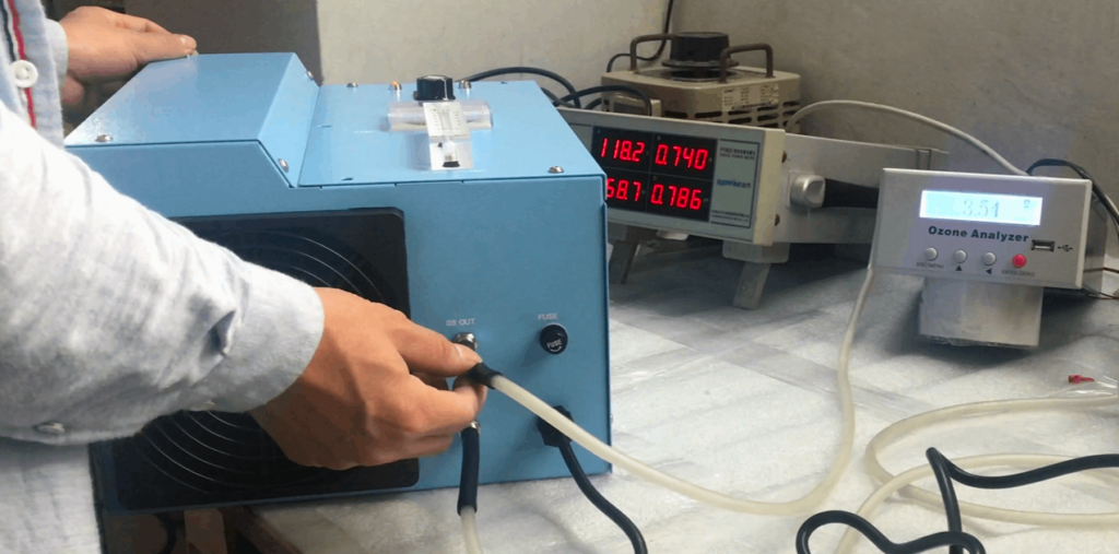 pool ozone generator undergoing testing